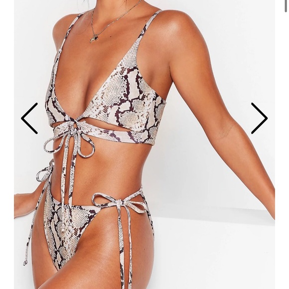 Nasty Gal Other - NWT Nasty Gal snake high leg bikini set